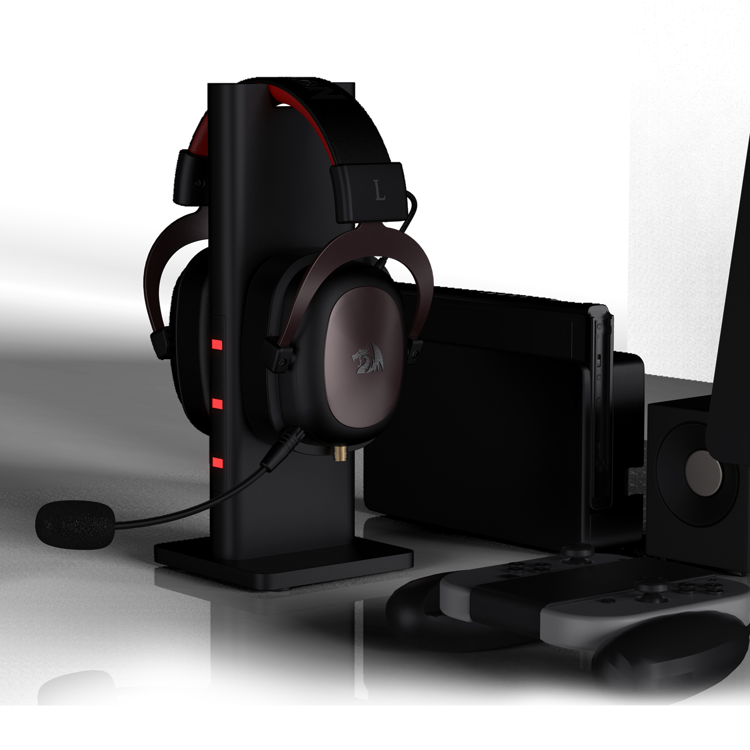 headset gamer redragon zeus h510, 7.1 som surround, drivers 53mm,  preto/vermelho - h510