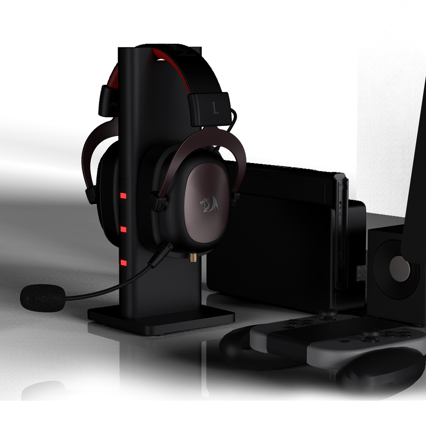 headset gamer redragon zeus h510, 7.1 som surround, drivers 53mm,  preto/vermelho - h510