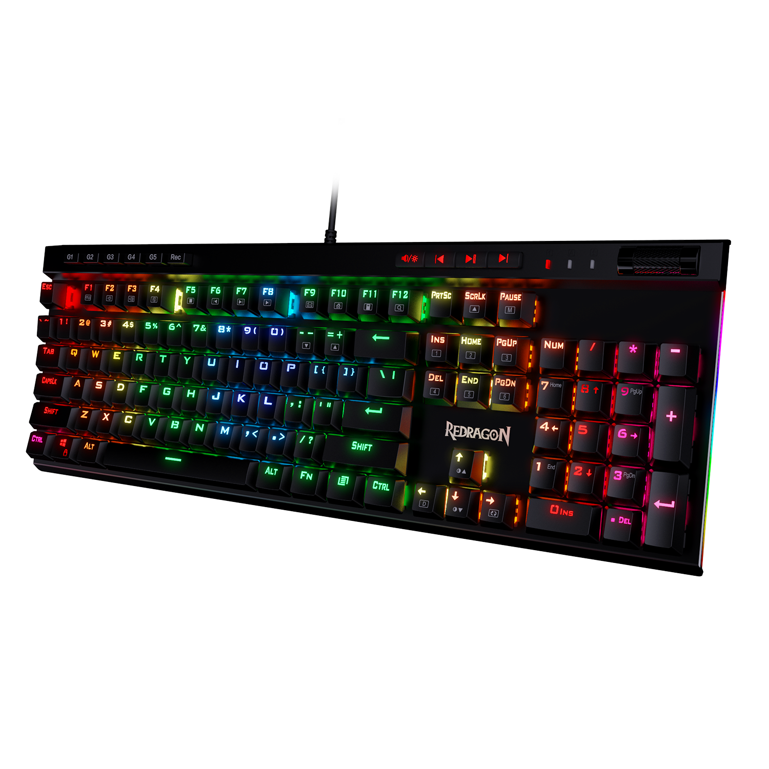 Redragon K580 VATA RGB LED Backlit Mechanical Gaming Keyboard with Macro Keys & Dedicated Media Controls