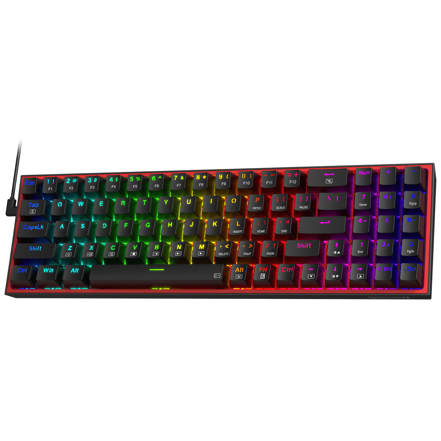 Redragon K628 Pollux 75% Wired RGB Gaming Keyboard, 78 Keys Compact Mechanical Keyboard w/100% Hot-Swap Socket, Free-Mod Plate Mounted PCB & Dedicated Arrow Keys, Quiet Red Switch