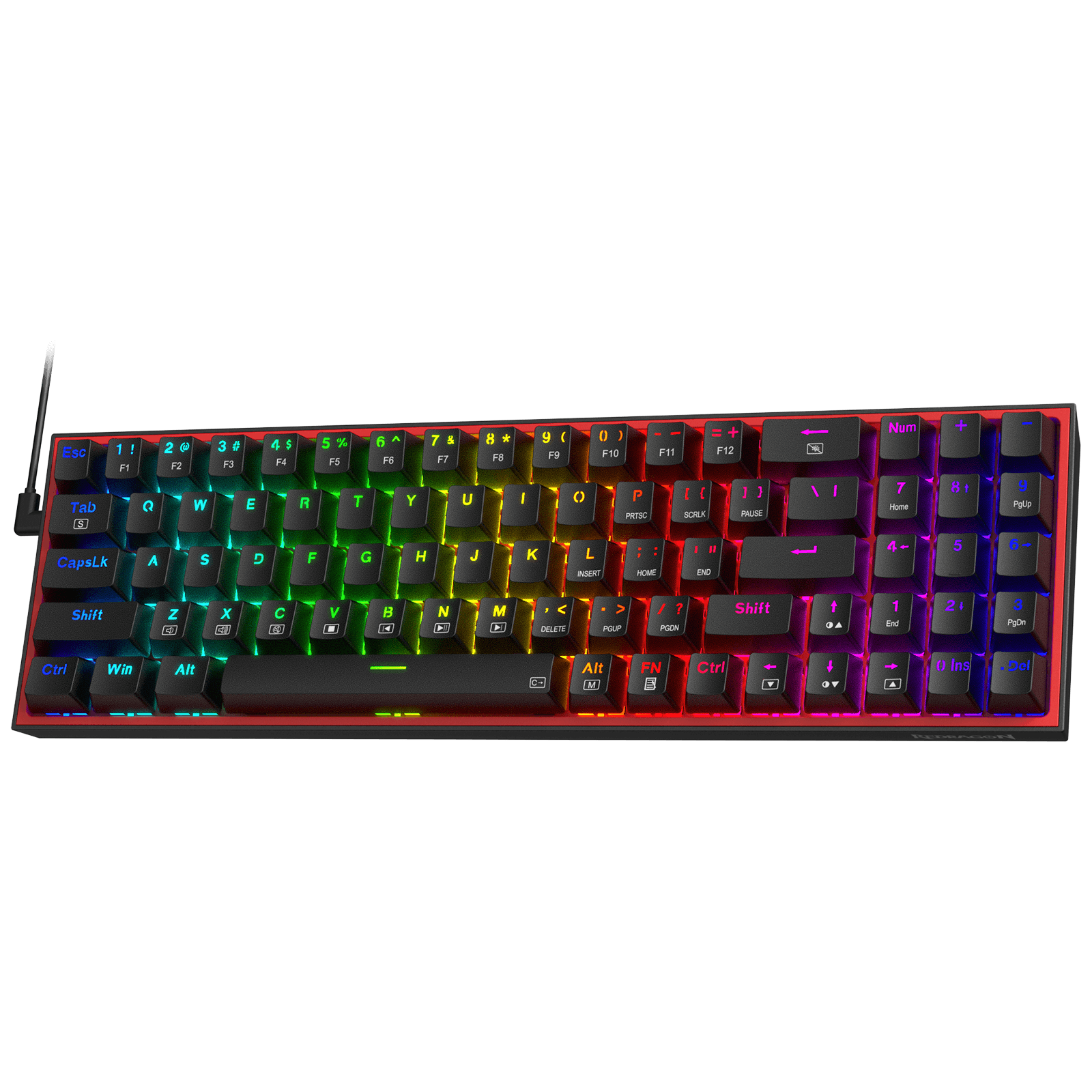 Redragon K628 Pollux 75% Wired RGB Gaming Keyboard, 78 Keys Compact Mechanical Keyboard w/100% Hot-Swap Socket, Free-Mod Plate Mounted PCB & Dedicated Arrow Keys, Quiet Red Switch