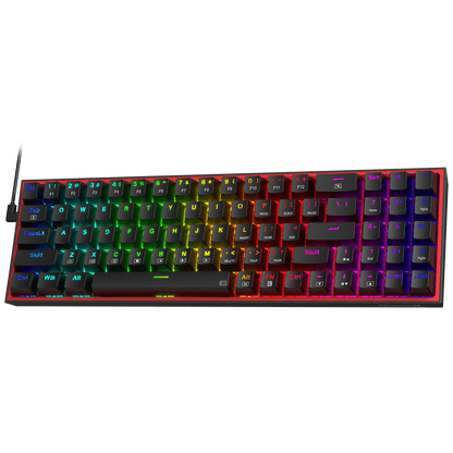 Redragon K628 Pollux 75% Wired RGB Gaming Keyboard, 78 Keys Compact Mechanical Keyboard w/100% Hot-Swap Socket, Free-Mod Plate Mounted PCB & Dedicated Arrow Keys, Quiet Red Switch