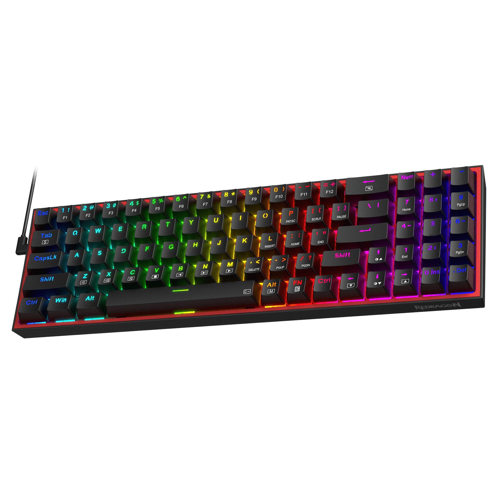 Redragon K628 Pollux 75% Wired RGB Gaming Keyboard, 78 Keys Compact Mechanical Keyboard w/100% Hot-Swap Socket, Free-Mod Plate Mounted PCB & Dedicated Arrow Keys, Quiet Red Switch