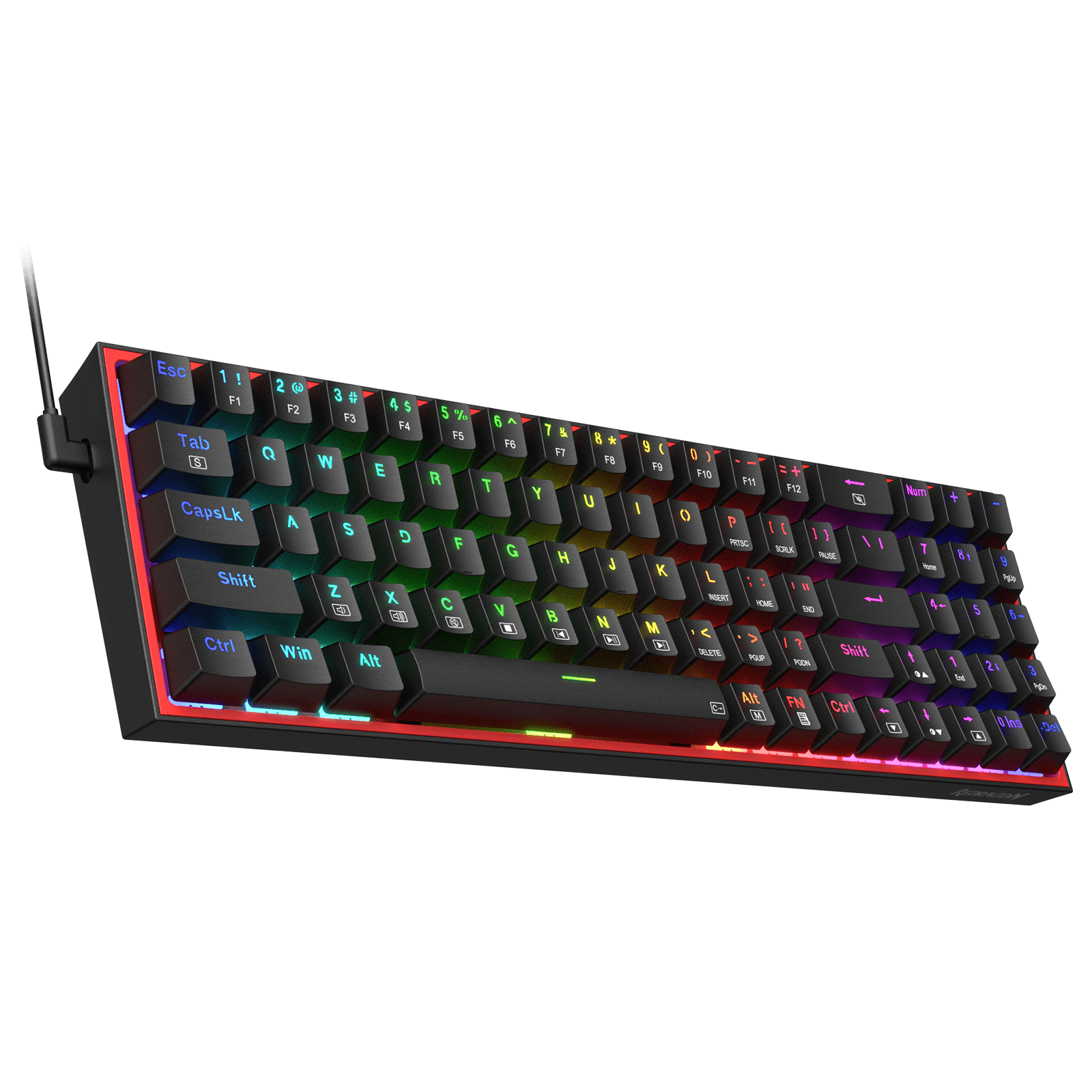 Redragon K628 Pollux 75% Wired RGB Gaming Keyboard, 78 Keys Compact Mechanical Keyboard w/100% Hot-Swap Socket, Free-Mod Plate Mounted PCB & Dedicated Arrow Keys, Quiet Red Switch