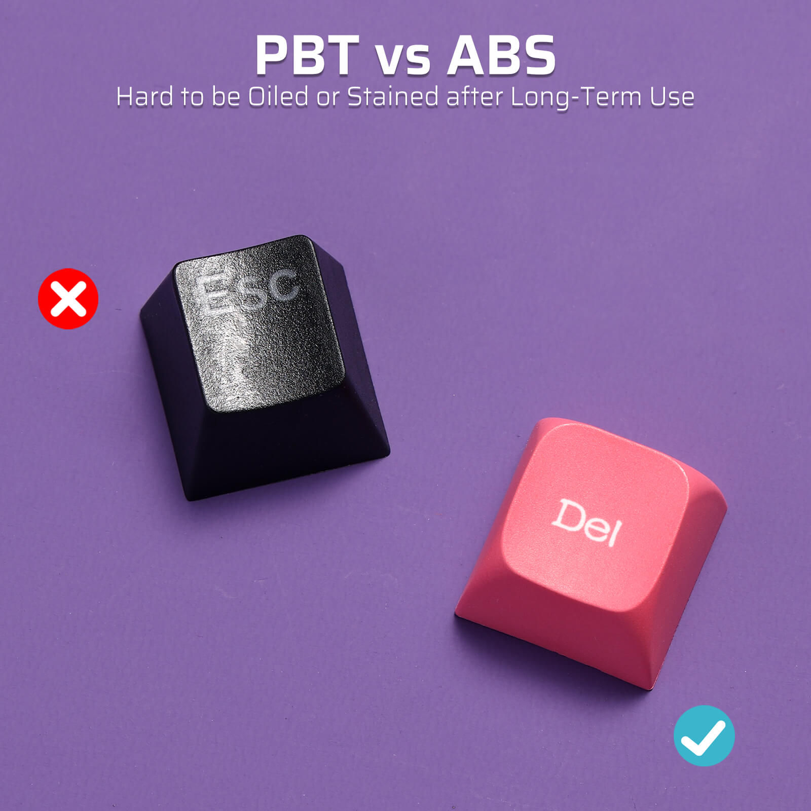 PBT Double Shot 112-Key Sublimation Keycaps Set, KDA Profile for ANSI Layout 61/68/84/87/98/104 Keys Mechanical Keyboard, with Keycap Puller - (Only Keycaps), Neon Purple