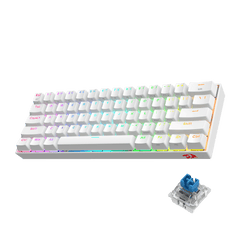 redragon compact white keyboard 60% with blue switches
