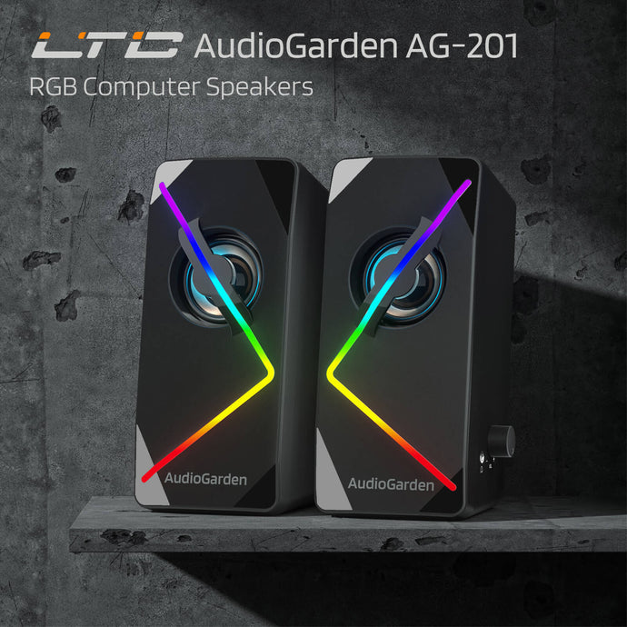 2.0 Channel Wired RGB Desktop Gaming Speakers with Touch-Control 9 Colorful LED Backlit Modes