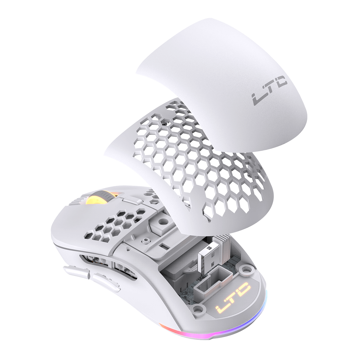 LTC RGB Gaming Mouse, Lightweight Honeycomb Shell, 6400DPI