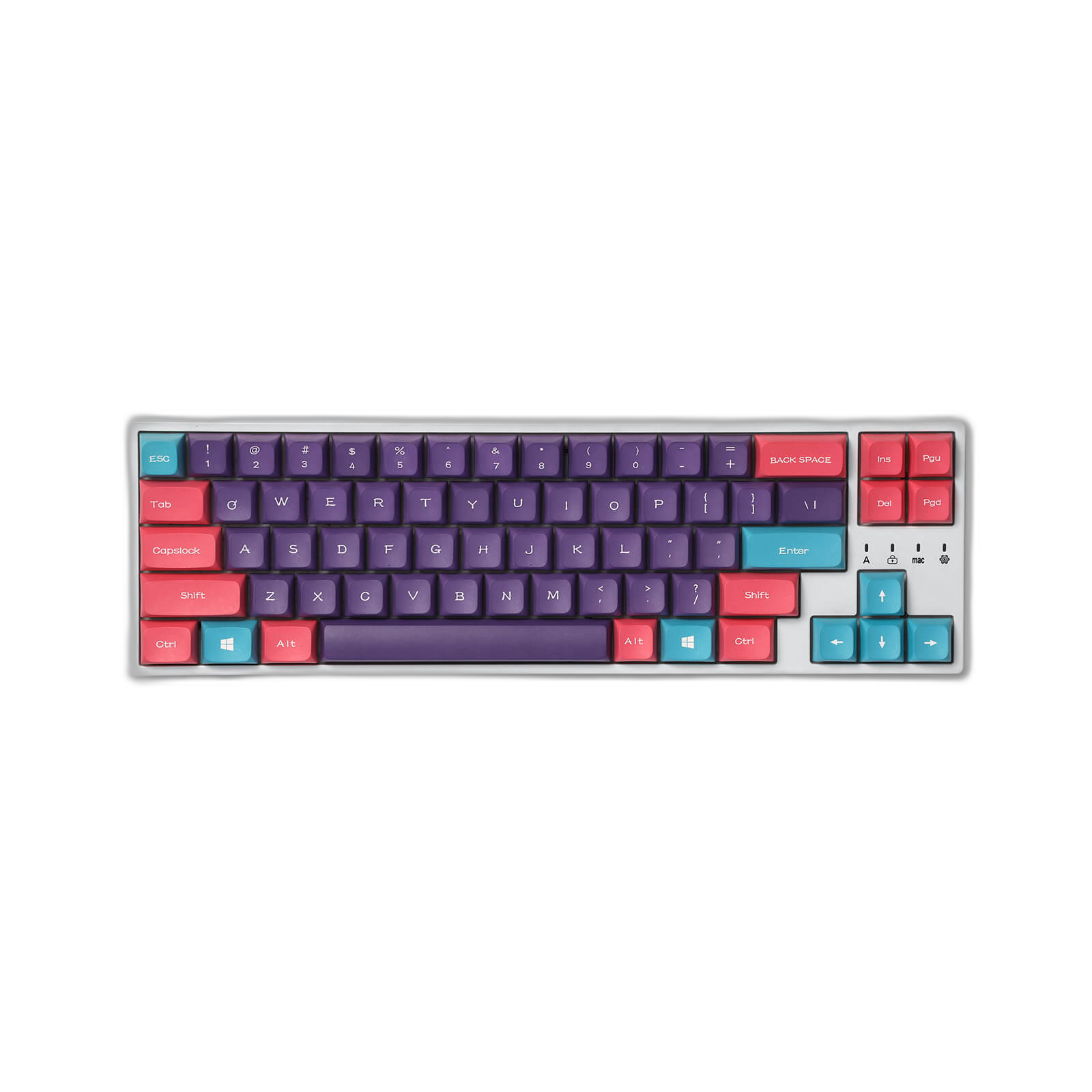 PBT Double Shot 112-Key Sublimation Keycaps Set, KDA Profile for ANSI Layout 61/68/84/87/98/104 Keys Mechanical Keyboard, with Keycap Puller - (Only Keycaps), Neon Purple