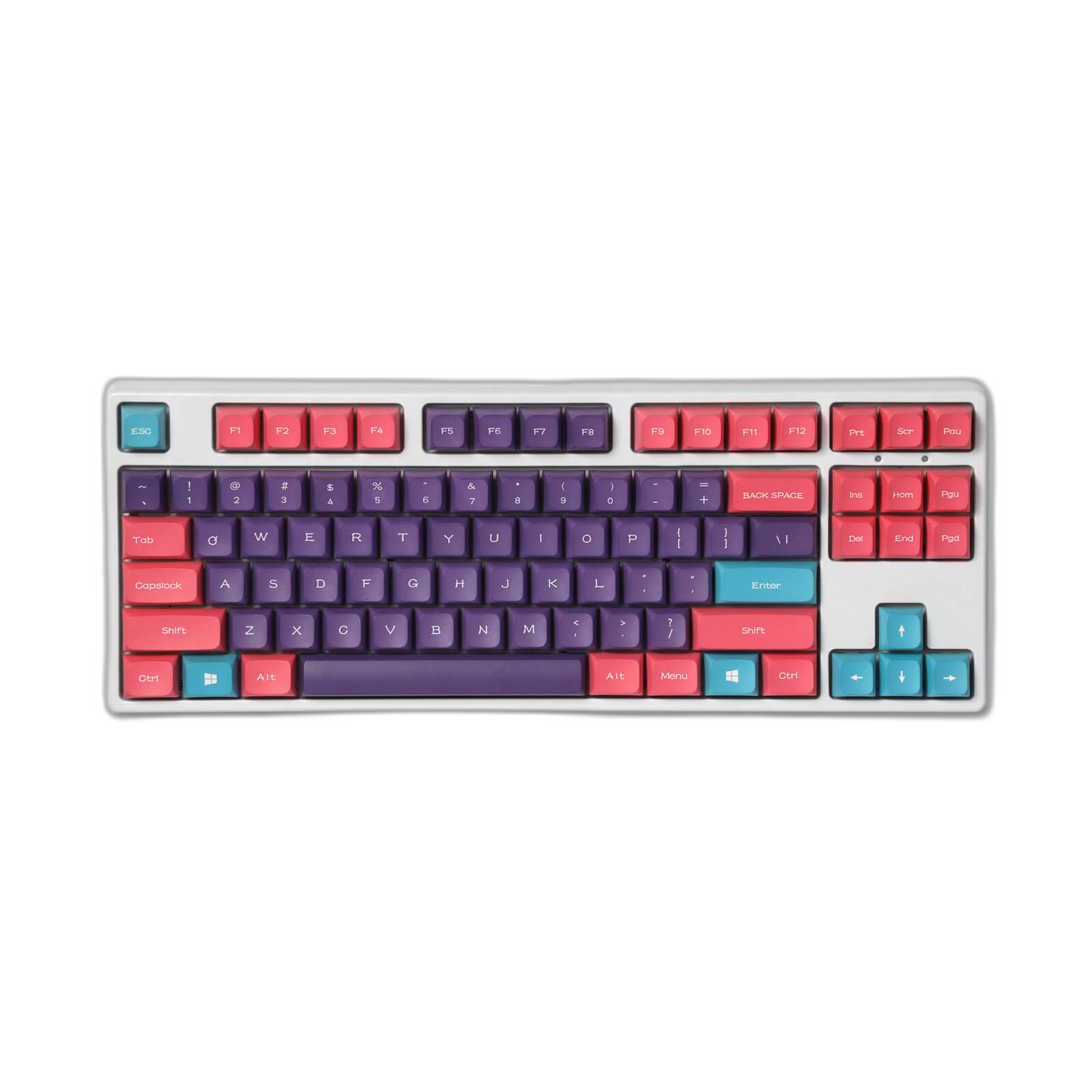 PBT Double Shot 112-Key Sublimation Keycaps Set, KDA Profile for ANSI Layout 61/68/84/87/98/104 Keys Mechanical Keyboard, with Keycap Puller - (Only Keycaps), Neon Purple