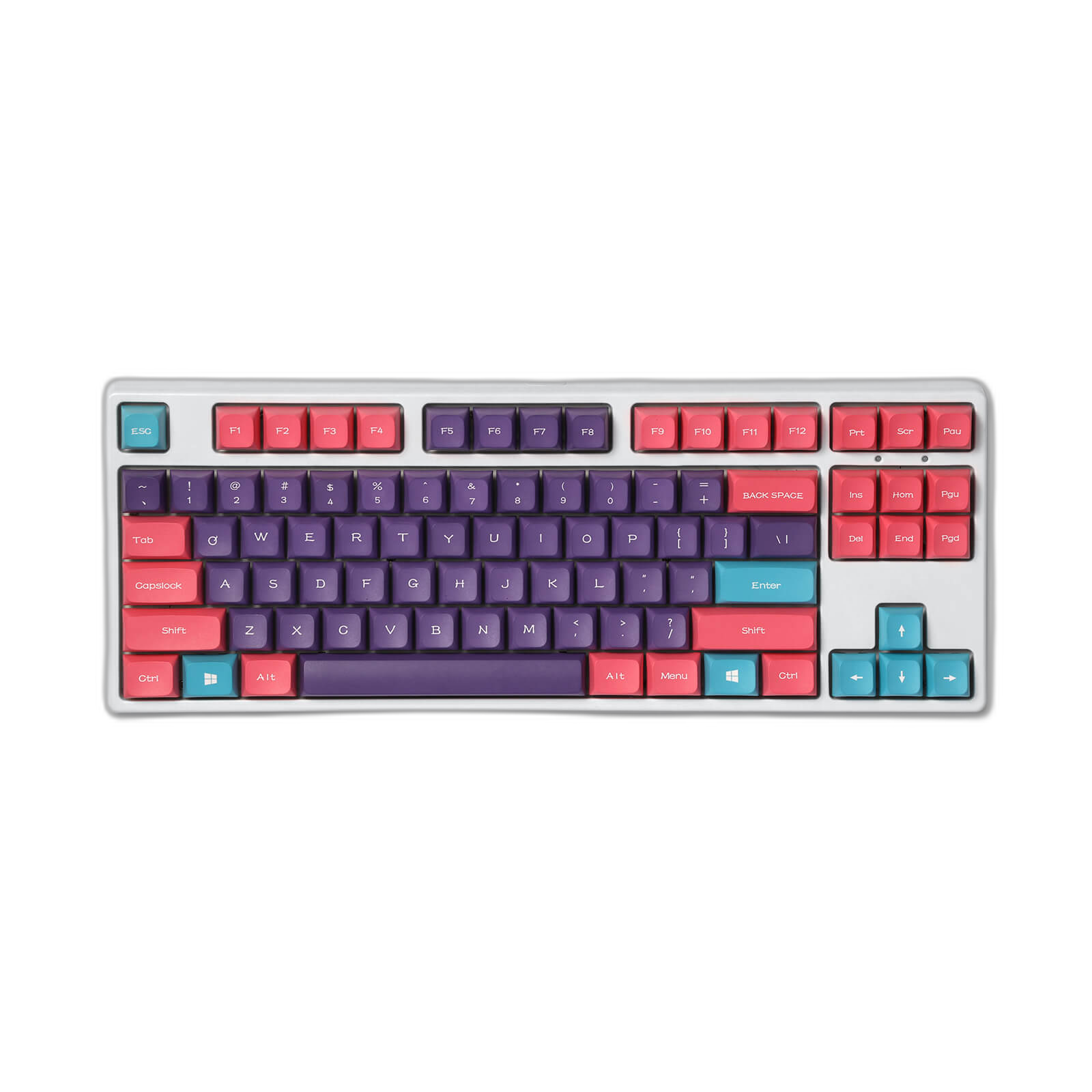 PBT Double Shot 112-Key Sublimation Keycaps Set, KDA Profile for ANSI Layout 61/68/84/87/98/104 Keys Mechanical Keyboard, with Keycap Puller - (Only Keycaps), Neon Purple