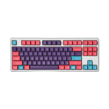 PBT Double Shot 112-Key Sublimation Keycaps Set, KDA Profile for ANSI Layout 61/68/84/87/98/104 Keys Mechanical Keyboard, with Keycap Puller - (Only Keycaps), Neon Purple