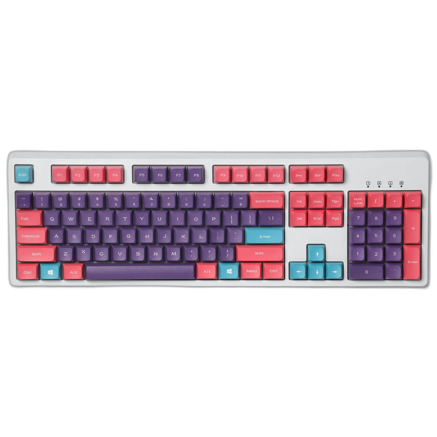 PBT Double Shot 112-Key Sublimation Keycaps Set, KDA Profile for ANSI Layout 61/68/84/87/98/104 Keys Mechanical Keyboard, with Keycap Puller - (Only Keycaps), Neon Purple