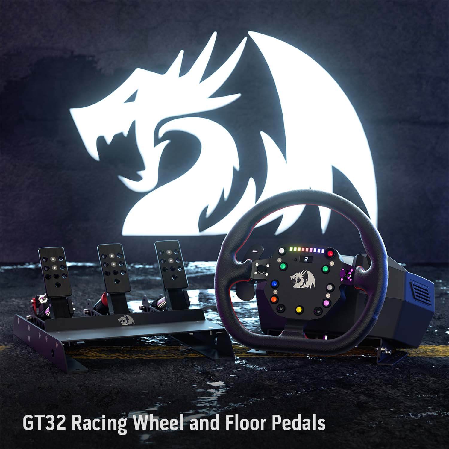 Redragon GT32 Racing Wheel e pedaleira