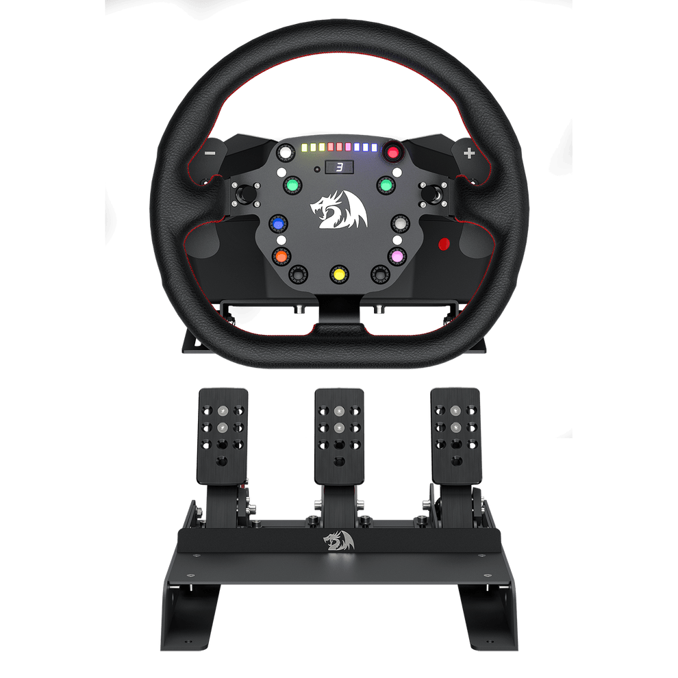 Gaming Racing Wheel Red Redragon GT32 TRUEFORCE Racing Wheel & Pedals for Computer Gamers ...
