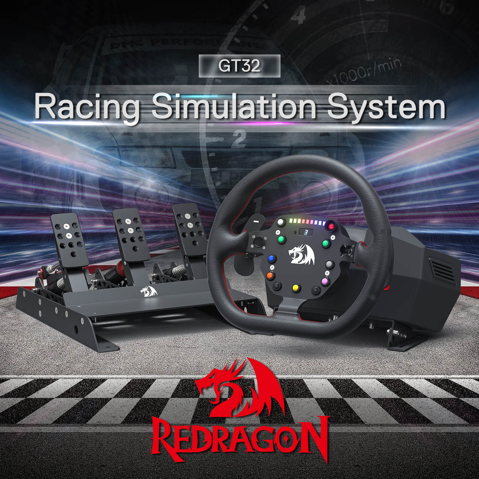 Redragon GT32 TRUEFORCE Racing Wheel & Pedals for Computer Gamers –  Redragonshop