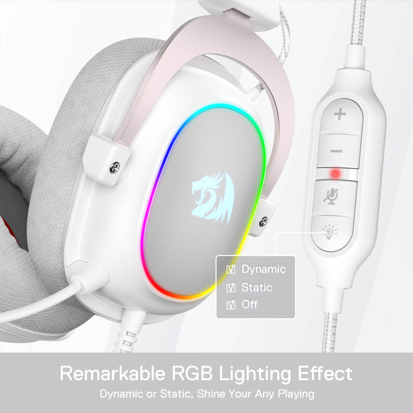 Redragon H510 Zeus-X RGB White Wired Gaming Headset - 7.1 Surround Sound