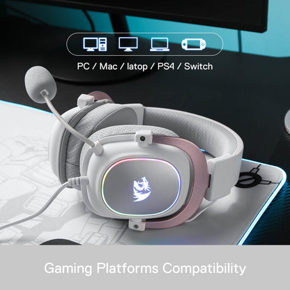 Redragon H510 Zeus-X RGB White Wired Gaming Headset - 7.1 Surround Sound