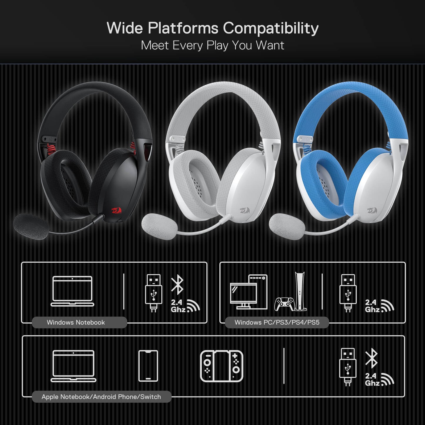 Redragon H848 Bluetooth Wireless Gaming Headset