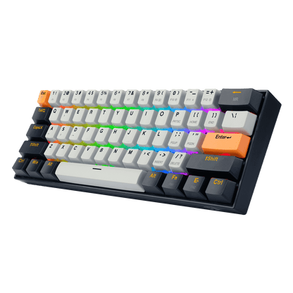 3-Mode Wireless 61 Keys Compact Gaming Keyboard with Custom Switches