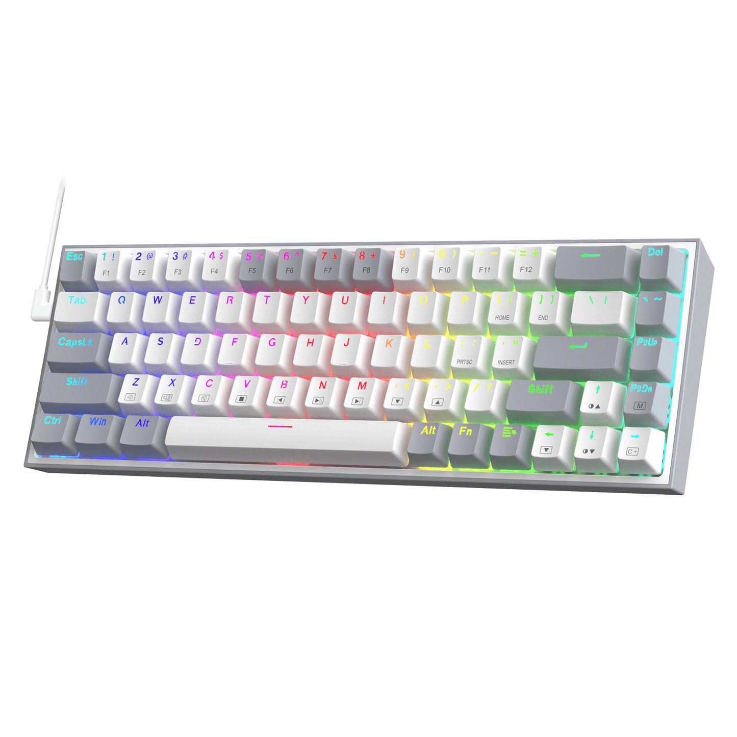 68 Keys Hot-Swappable Compact Mechanical Keyboard w/100% Hot-Swap Socket, Free-Mod Plate Mounted PCB & Dedicated Arrow Keys