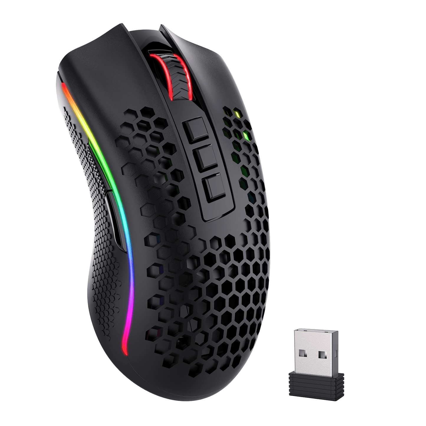 Redragon M808 Storm Pro Wireless Gaming Mouse, RGB Honeycomb Form