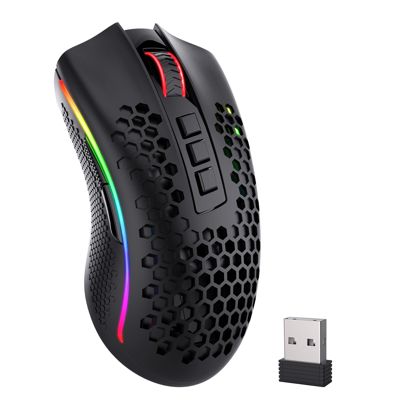 Redragon M808 Storm Pro Wireless Gaming Mouse, RGB Honeycomb Form