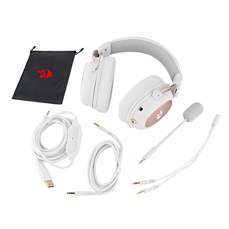 redragon white & pink gaming headset h510