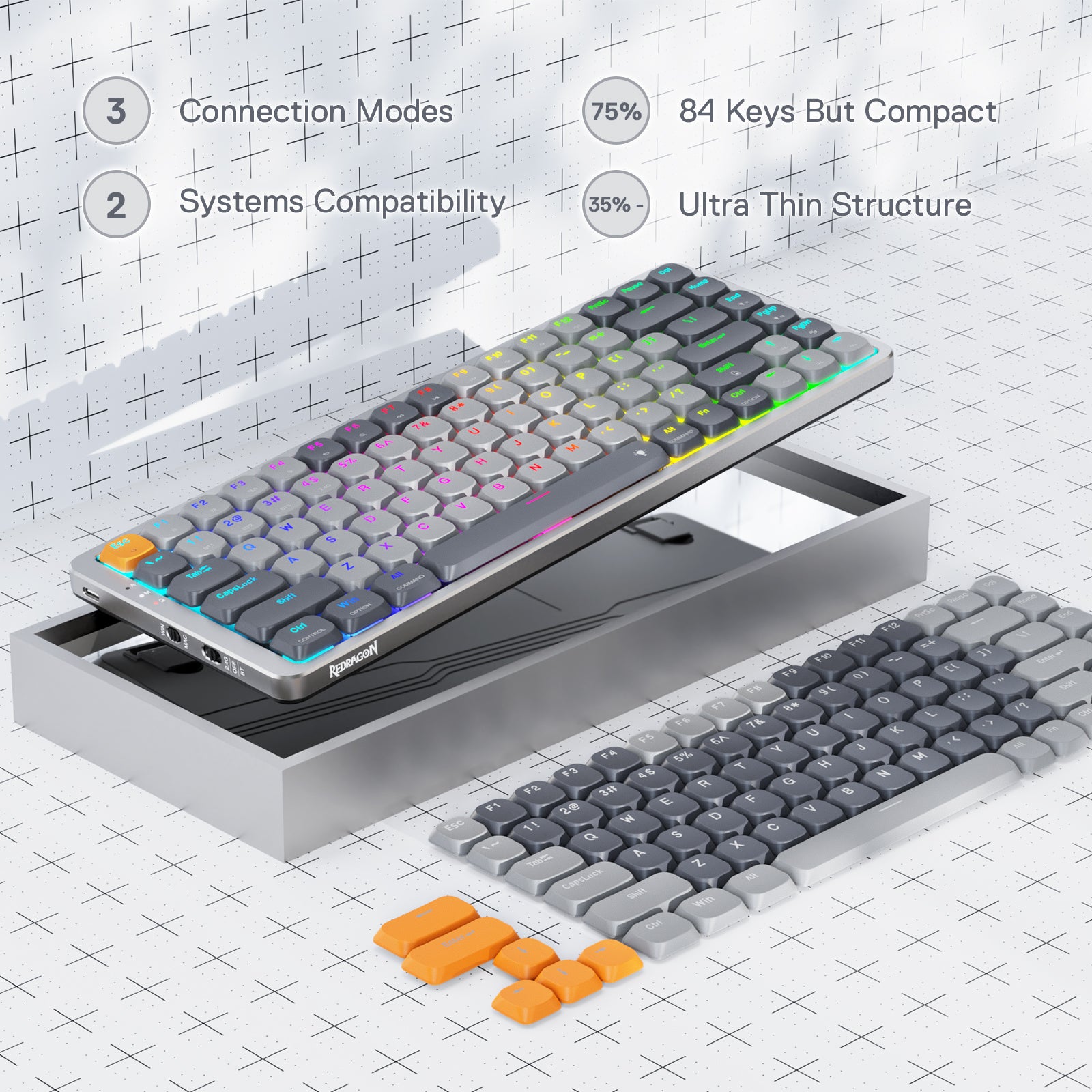 Redragon K652 Keyboard - Dual Main System Supported and Ultra-Thin 
