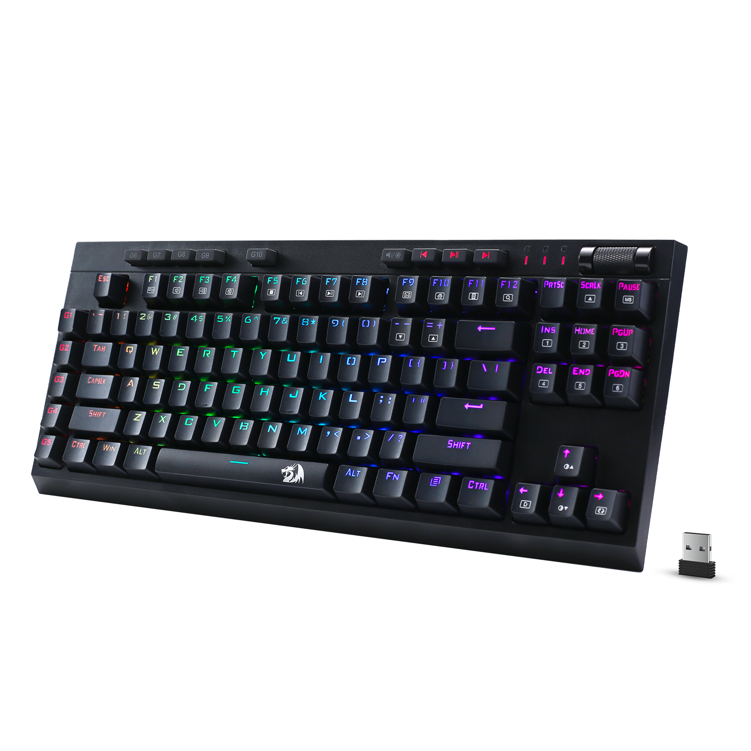 Redragon Wireless Gaming Keyboard | RGB Mechanical Keyboard | 87 Keys TKL Keyboard