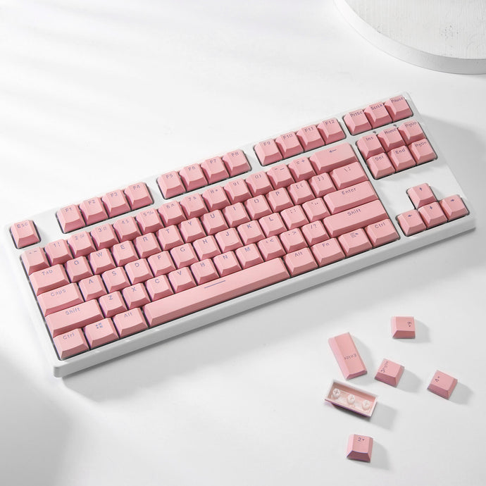 (Only Keycaps) Redragon X LTC Double Shot PBT 104 Keycaps Set with Translucent Layer, Double Shot Keycaps for Mechanical Keyboard - Macaron Pink