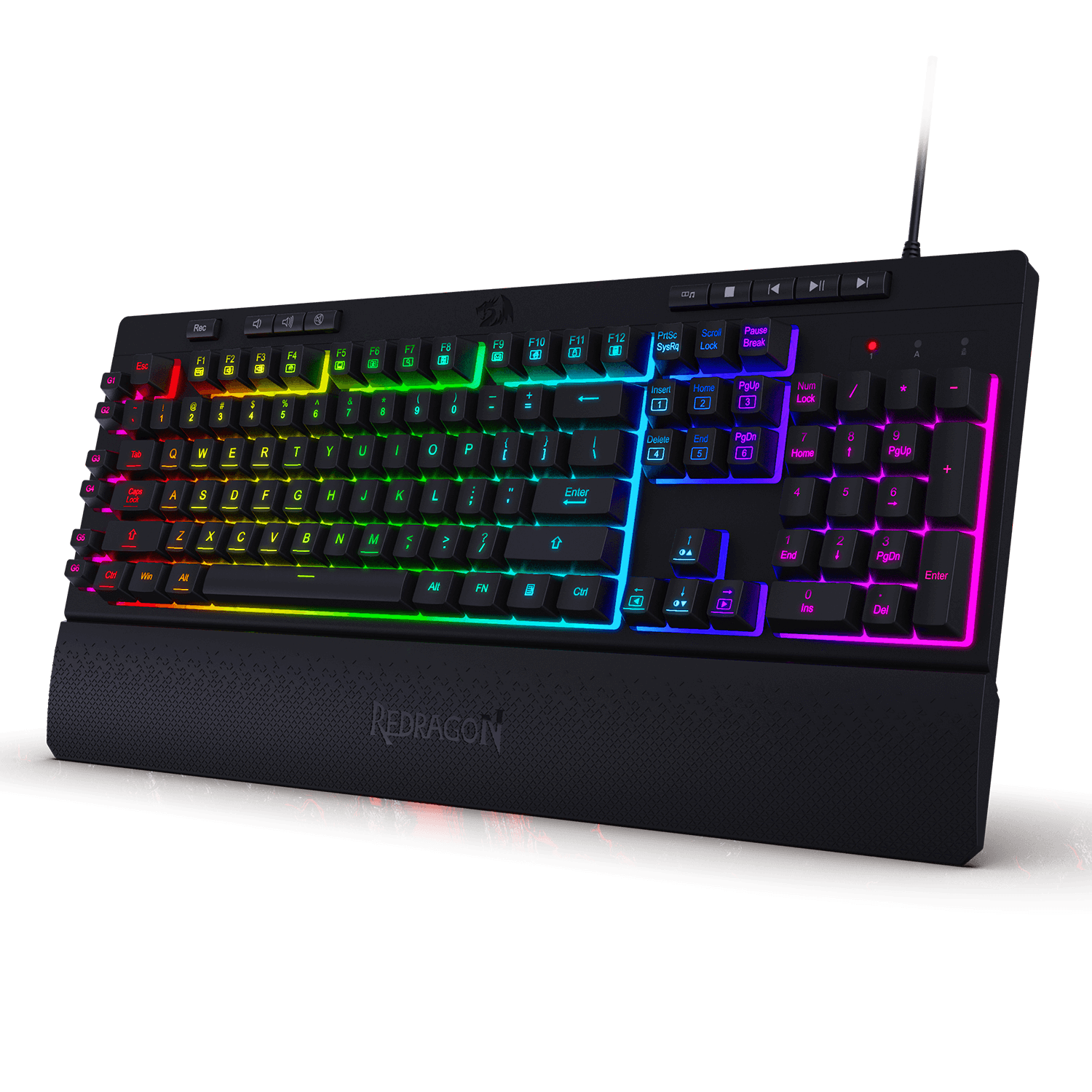 Redragon K512 SHIVA RGB Membrane Gaming Keyboard with Multimedia Keys | Quiet Mechanical Feeling Keyboard