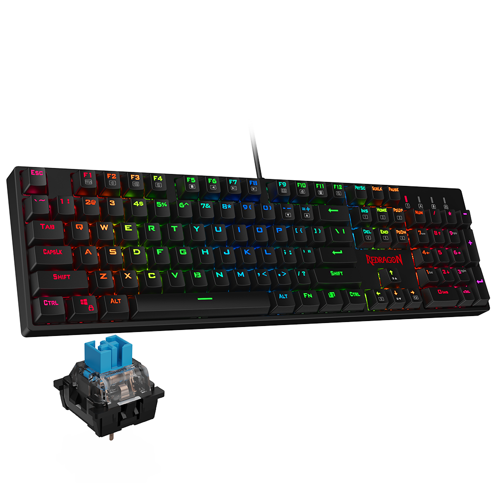 Redragon K582 SURARA RGB LED Backlit Mechanical Gaming Keyboard with104 Keys