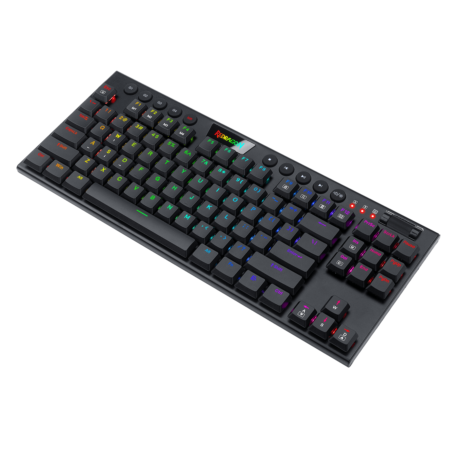 Ultra-Thin Designed Wired Gaming Keyboard w/Low Profile Keycaps, Dedicated Media Control & Linear Red Switch, Pro Software Supported