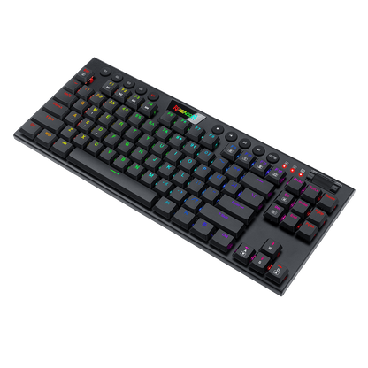 Ultra-Thin Designed Wired Gaming Keyboard w/Low Profile Keycaps, Dedicated Media Control & Linear Red Switch, Pro Software Supported